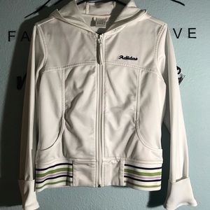 Girls white adidas zip up hoodie